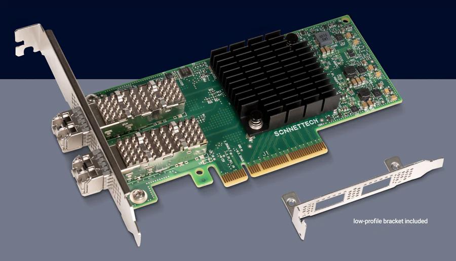 Sonnet Twin25G Dual-port 25GbE PCIe Card with Two Included SFP28 Transceivers Sonnet Twin25G Dual-port 25GbE PCIe Card with Two Included SFP28 Transceivers